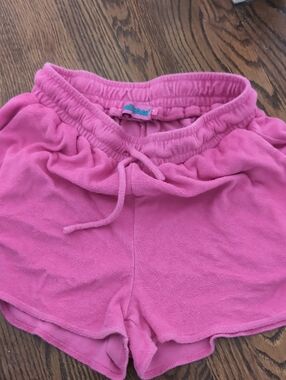 Edikted Hot Pink Terry Athletic Drawstring Shorts